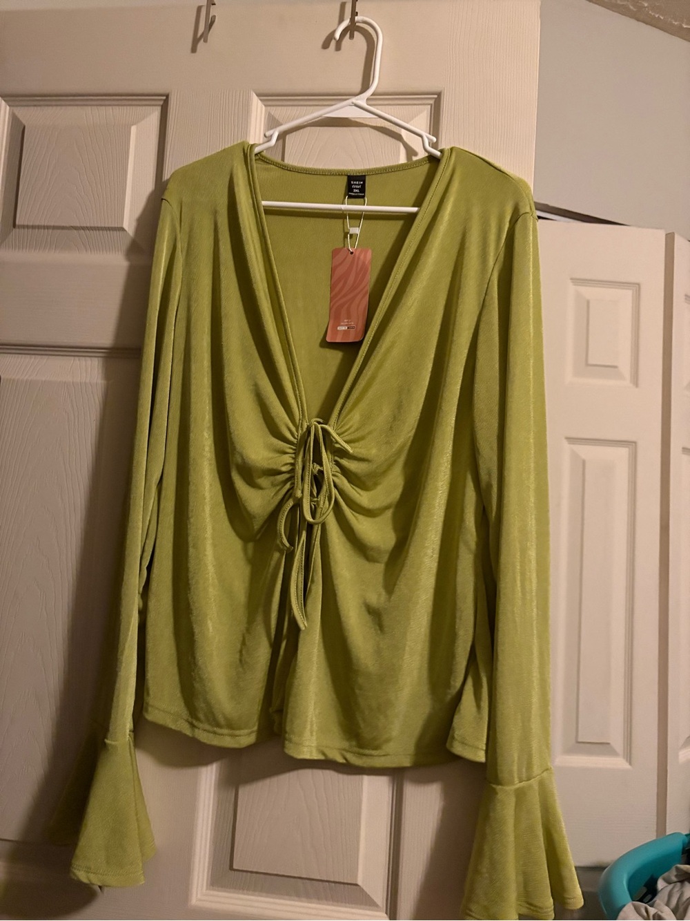 SHEIN Lime Green Tie-Front Crop Top
